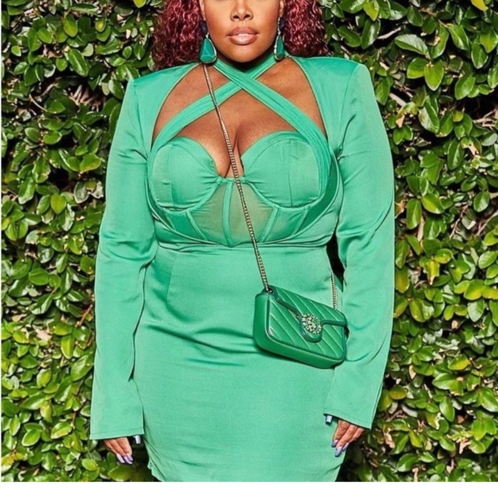 Emerald Green Corset Blazer dress - Picture 5 of 8